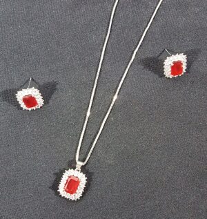 Best Quality Artificial Jewelry Necklace Set Silver + Maroon